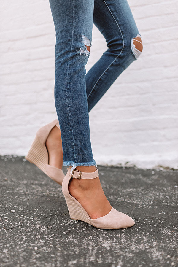 The Seraphina Faux Leather Wedge in Taupe Image - 2