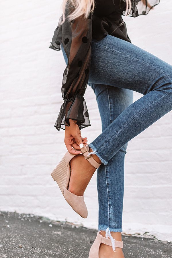 The Seraphina Faux Leather Wedge in Taupe Image - 4