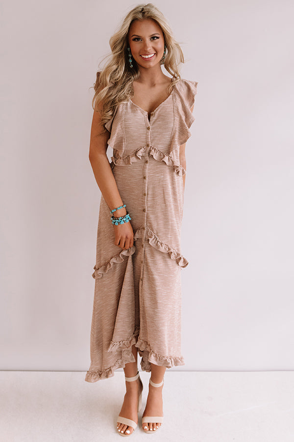 Villa Romance Ruffle Maxi in Mocha Image - 4
