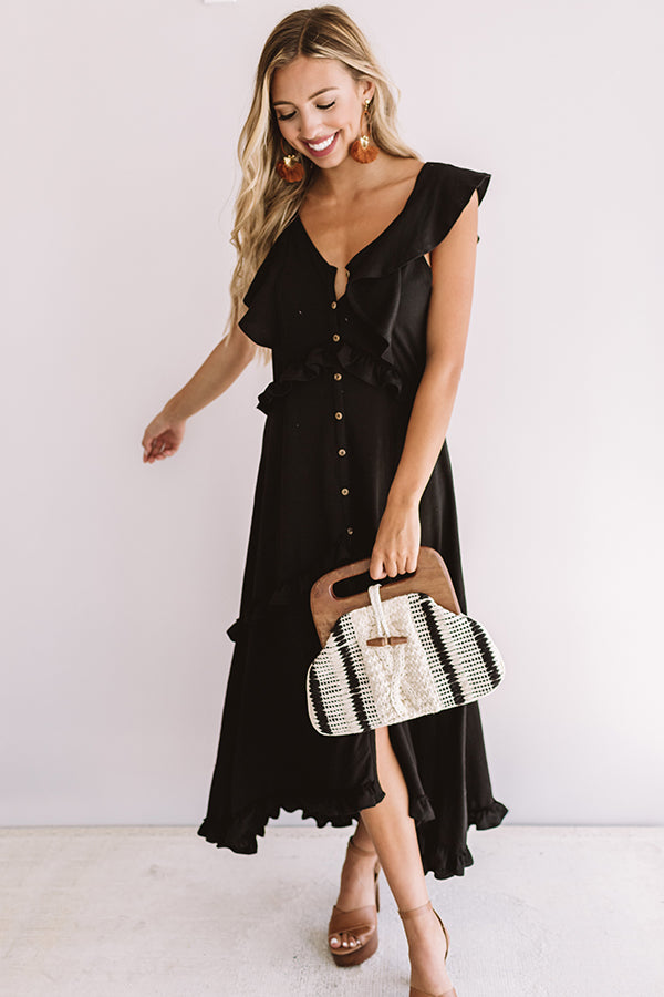 Villa Romance Ruffle Maxi in Black Image - 2
