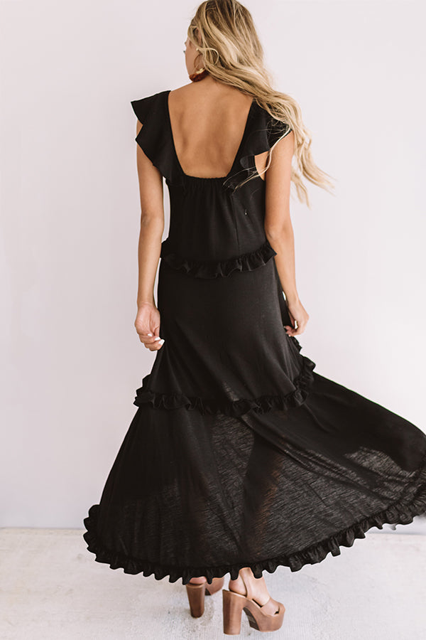 Villa Romance Ruffle Maxi in Black Image - 5
