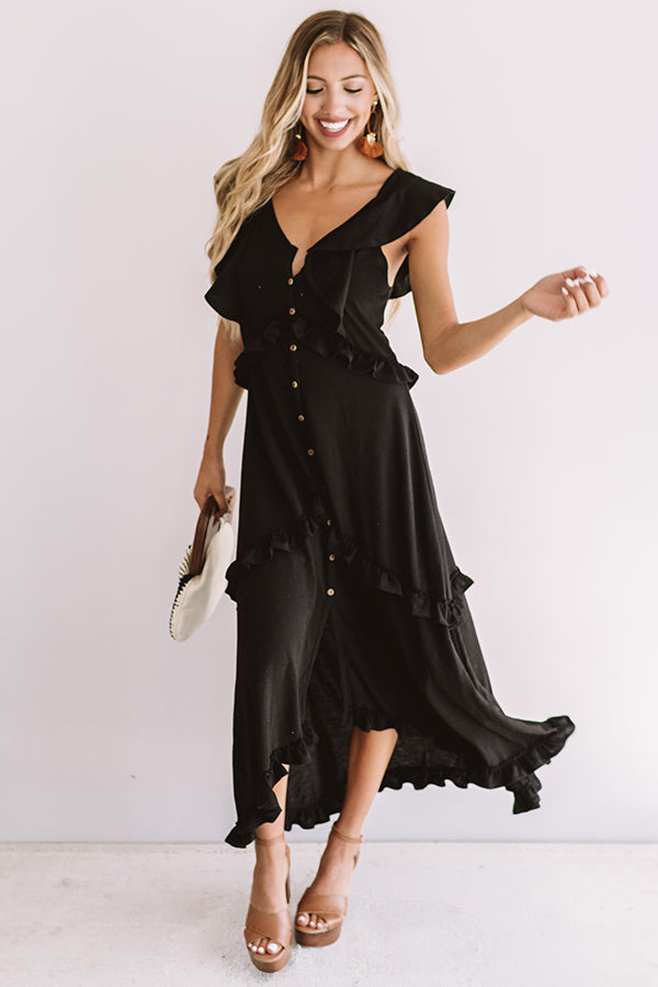 Villa Romance Ruffle Maxi in Black Image - 1