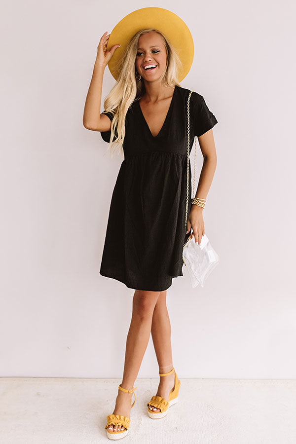Rooting For You Babydoll Dress in Black
