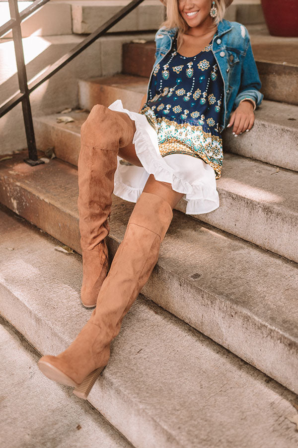 The Cadence Faux Suede Thigh High Boot Image - 4