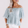 Weekend Happy Hour Off Shoulder Top Sky Blue Image - 1