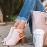 The Pryor Faux Leather Peep Toe Bootie In Blush Image - 1