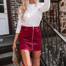 Sweet Victory High Waist Corduroy Skirt in Wine Image - 1