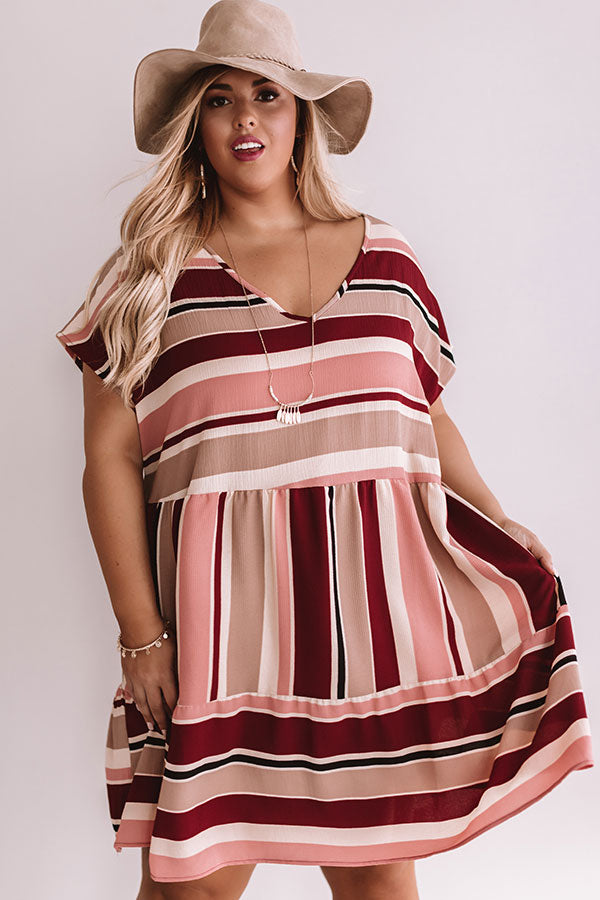 Stripes And Kisses Babydoll Dress Curves Image - 3