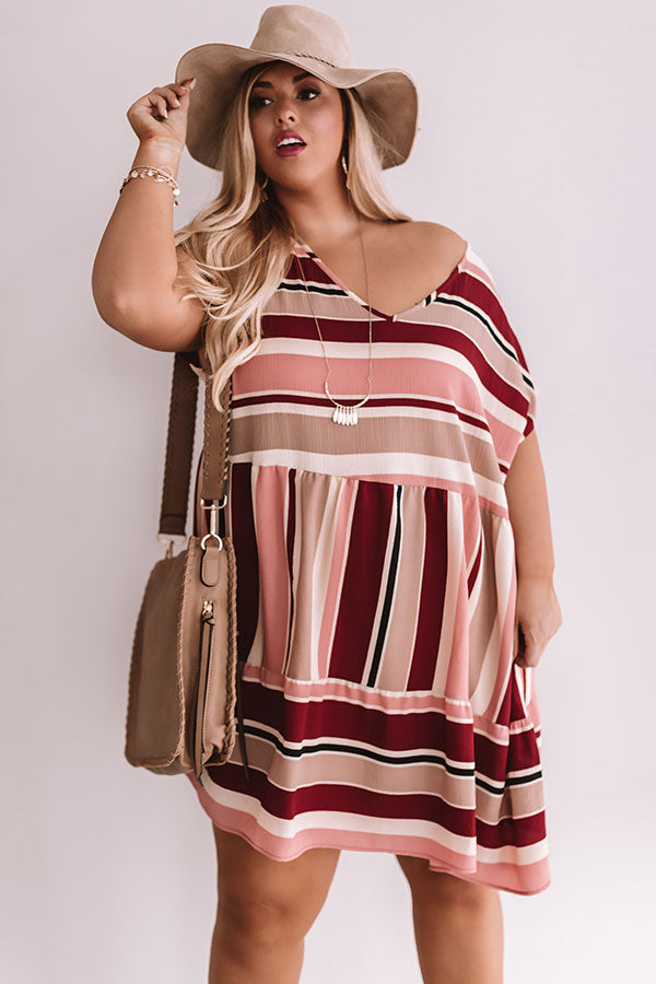 Stripes And Kisses Babydoll Dress Curves Image - 2