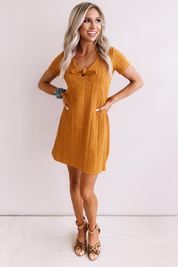 Winning Hearts Front Tie Dress in Mustard Image - 1