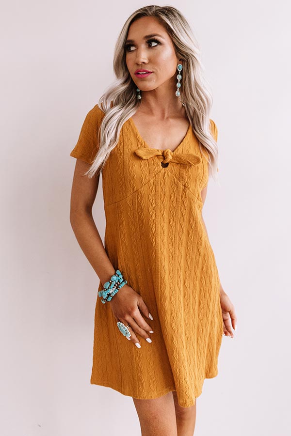 Winning Hearts Front Tie Dress in Mustard Image - 2