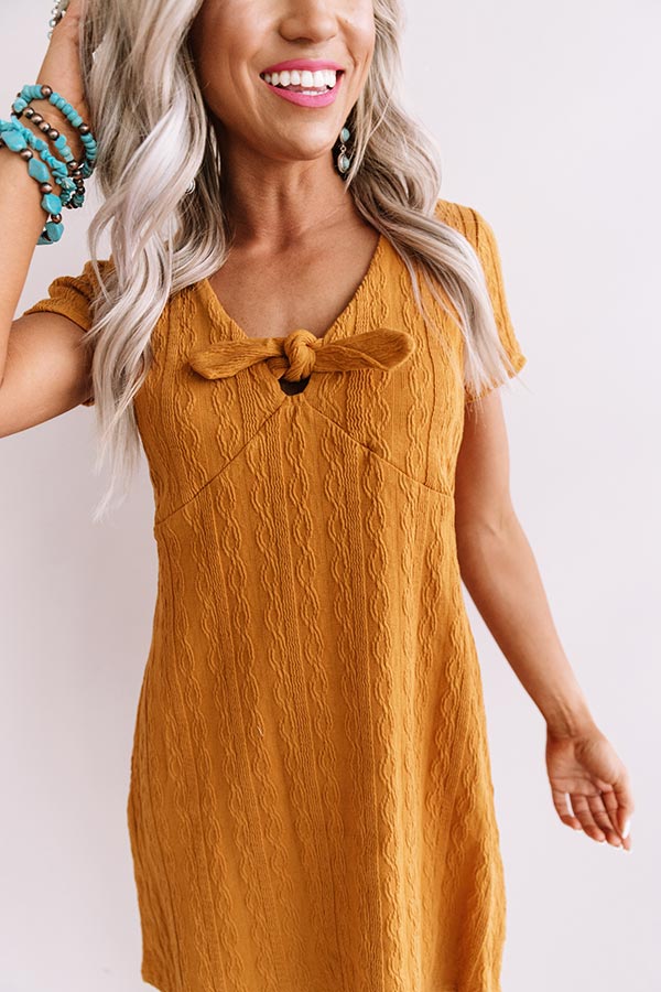 Winning Hearts Front Tie Dress in Mustard Image - 3