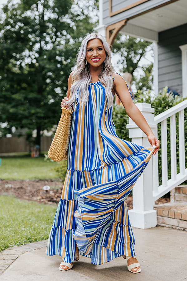 So Meant To Be Stripe Maxi In Blue • Impressions Online Boutique