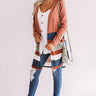 Loving Manhattan Stripe Cardigan In Rust Image - 1