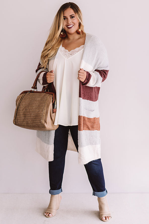 Bundled Up In Brooklyn Color Block Cardigan In Grey Curves Image - 1