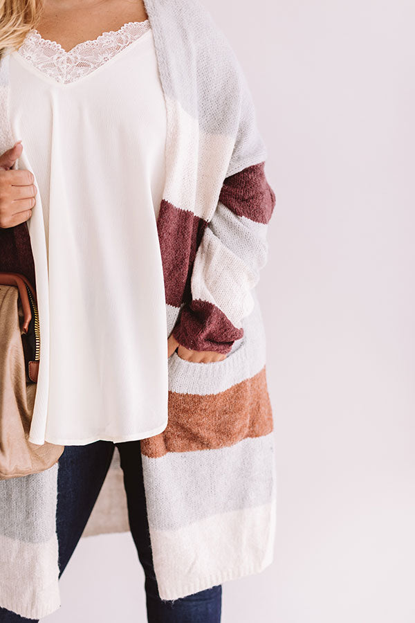 Bundled Up In Brooklyn Color Block Cardigan In Grey Curves Image - 1