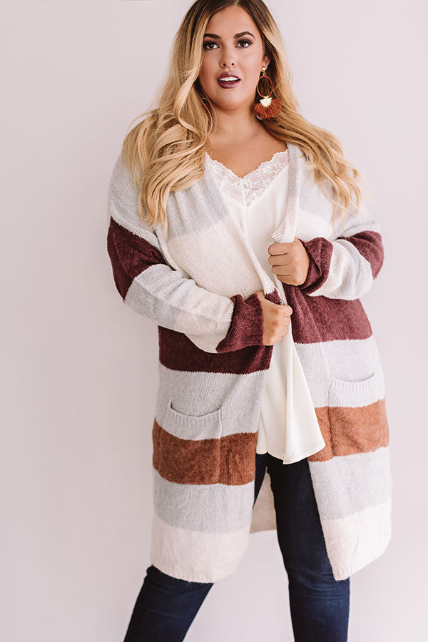 Bundled Up In Brooklyn Color Block Cardigan In Grey Curves Image - 1