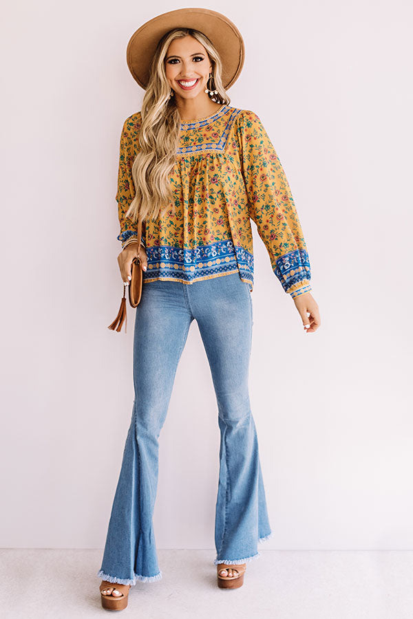 Florals In Venice Shift Top In Golden Honey Image - 1