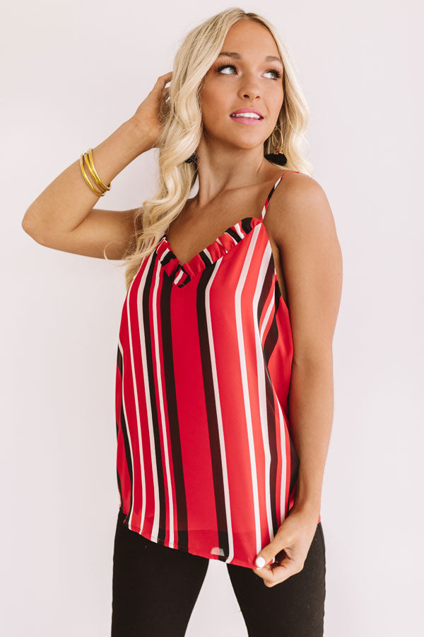 Champagne Cheers Stripe Shift Tank in Red Image - 2