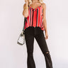 Champagne Cheers Stripe Shift Tank in Red Image - 1