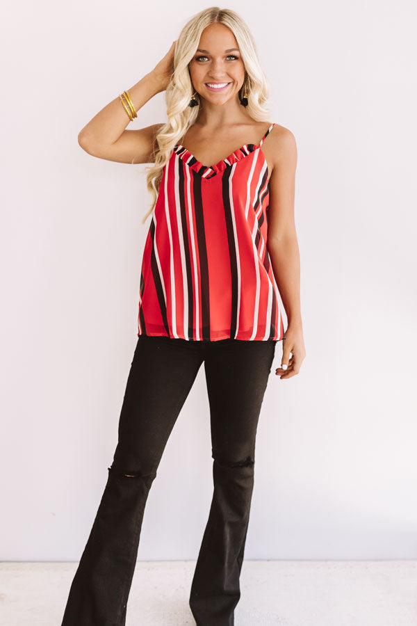 Champagne Cheers Stripe Shift Tank in Red Image - 3
