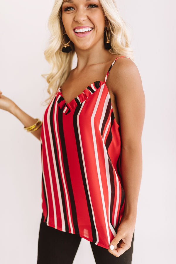 Champagne Cheers Stripe Shift Tank in Red Image - 5