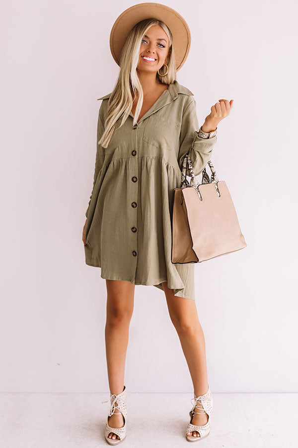 Denver Dreams Babydoll Dress In Sage Image - 3