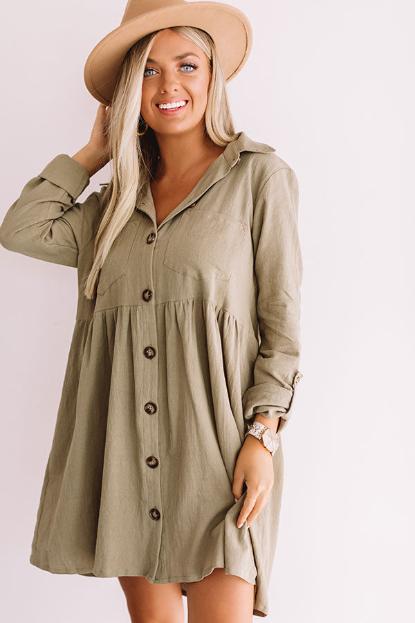 Denver Dreams Babydoll Dress In Sage Image - 1