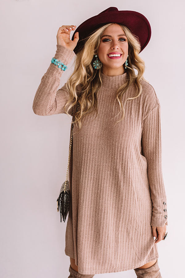 Downtown In Denver Tunic Shift Dress In Taupe Image - 2