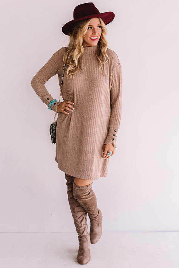 Downtown In Denver Tunic Shift Dress In Taupe Image - 1