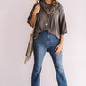  slate Style Revival Ribbed Shift Top In Slate 