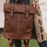 Across The Universe Faux Leather Backpack In Chestnut Image - 1