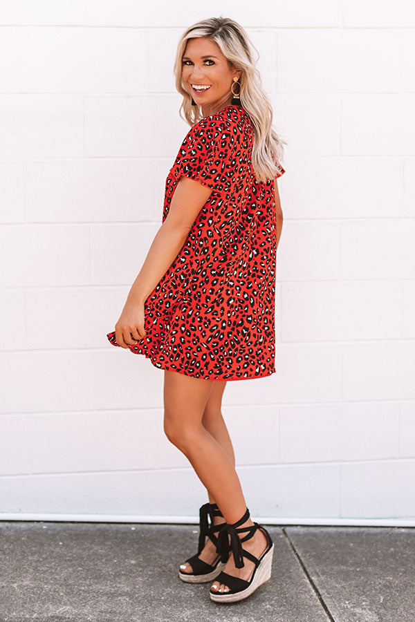 Cheers And Kisses Leopard Shift Dress in Red Image - 3