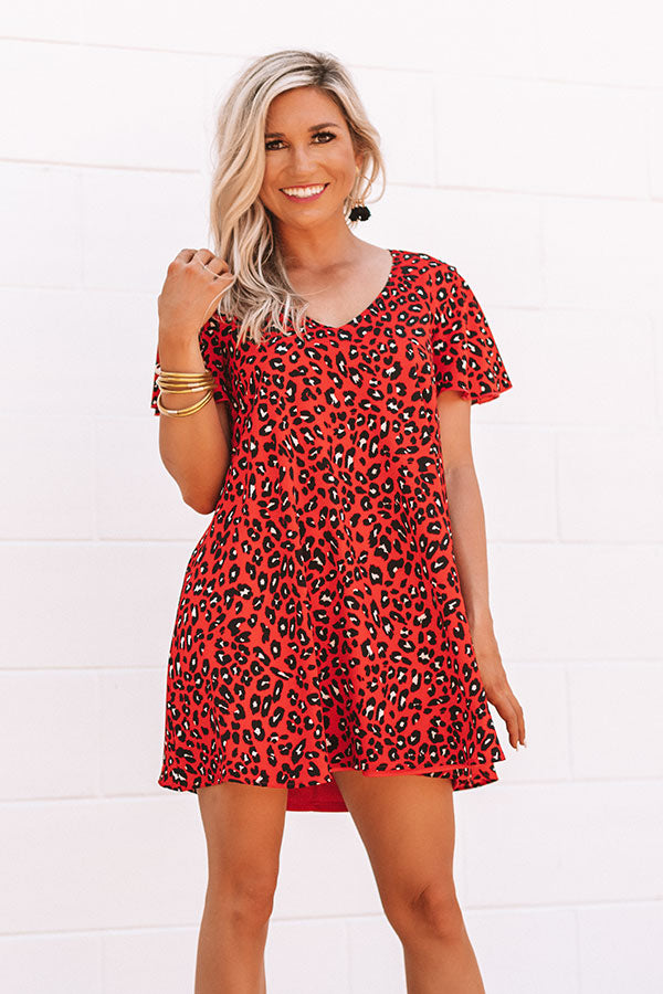 Cheers And Kisses Leopard Shift Dress in Red Image - 5