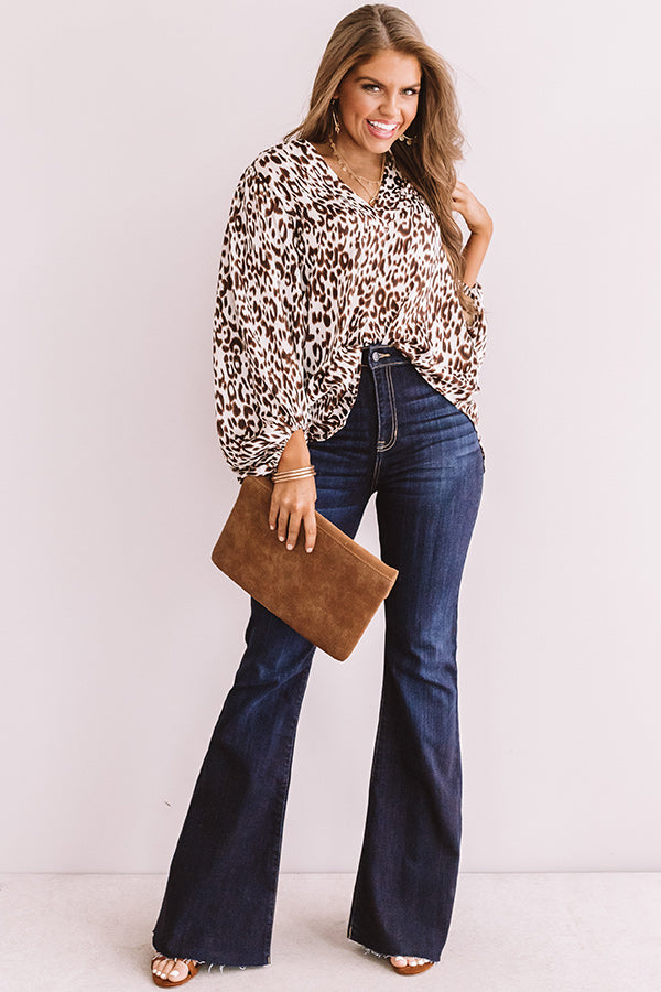 Pretty And Posh Satin Leopard Top Image - 3