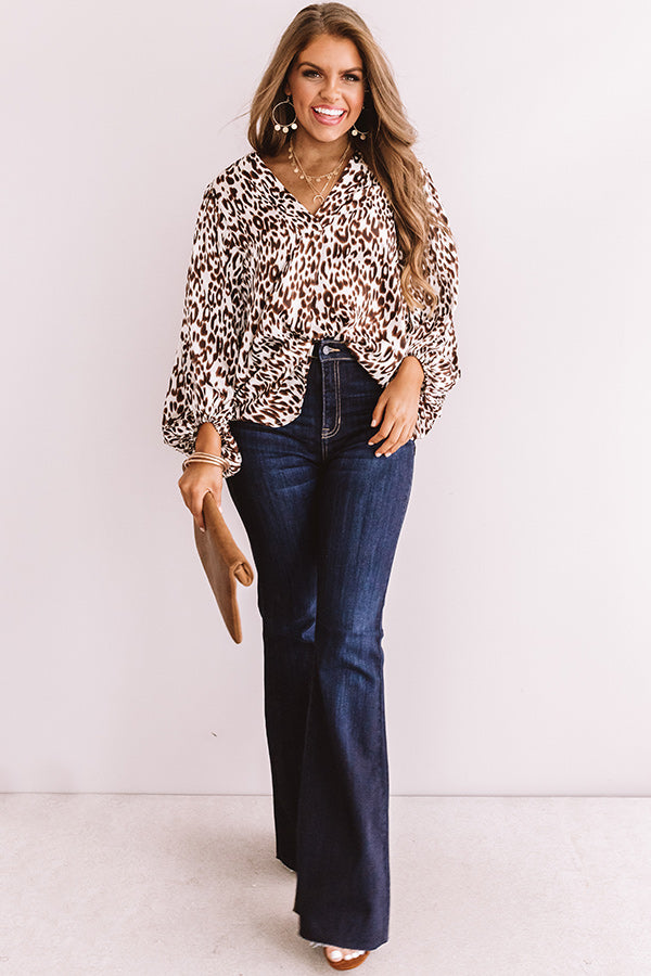 Pretty And Posh Satin Leopard Top Image - 1