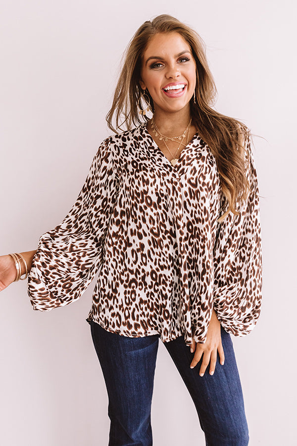 Pretty And Posh Satin Leopard Top Image - 4