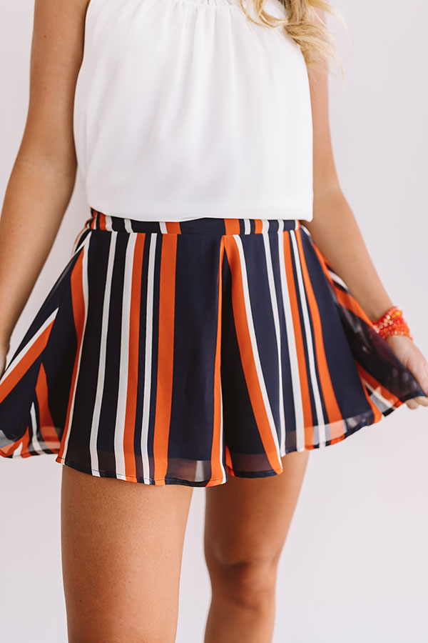 Tailgate Party Stripe Swing Shorts in Navy/Orange Image - 2