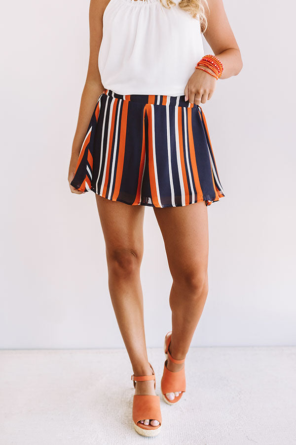 Tailgate Party Stripe Swing Shorts in Navy/Orange Image - 1
