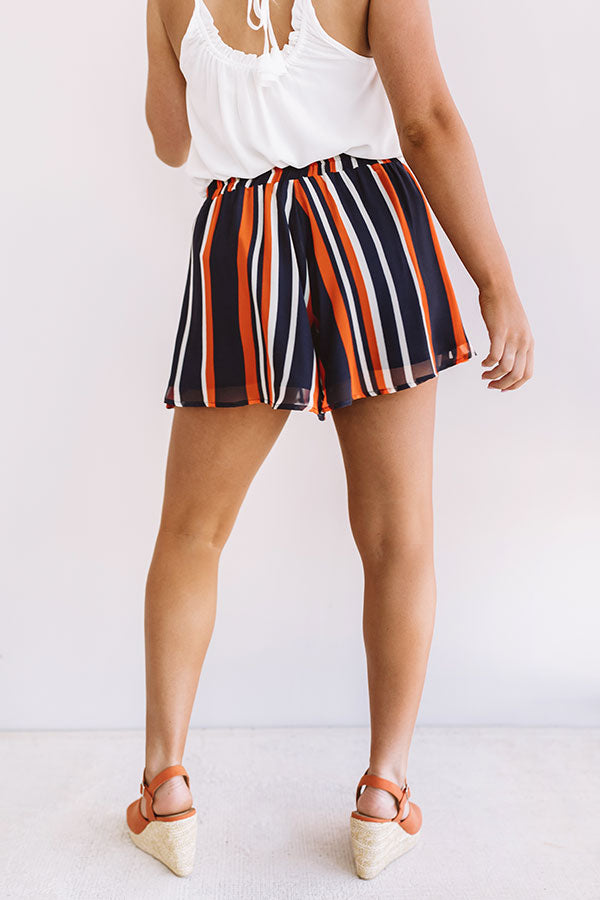Tailgate Party Stripe Swing Shorts in Navy/Orange Image - 5