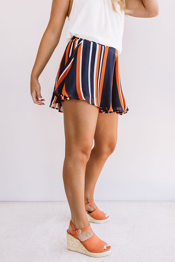 Tailgate Party Stripe Swing Shorts in Navy/Orange Image - 4