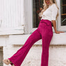 The Essie High Waist Faux Suede Flare in Fuchsia Image - 1