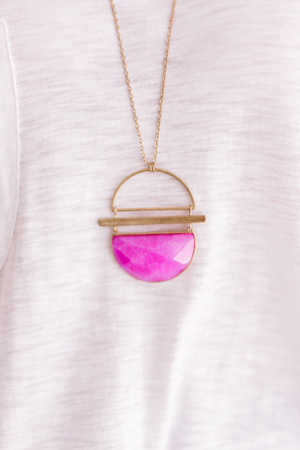 Sweet Travels Semi Precious Necklace in Fuchsia Image - 4
