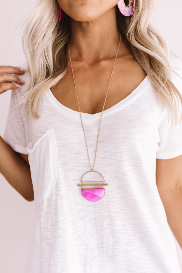 Sweet Travels Semi Precious Necklace in Fuchsia Image - 3