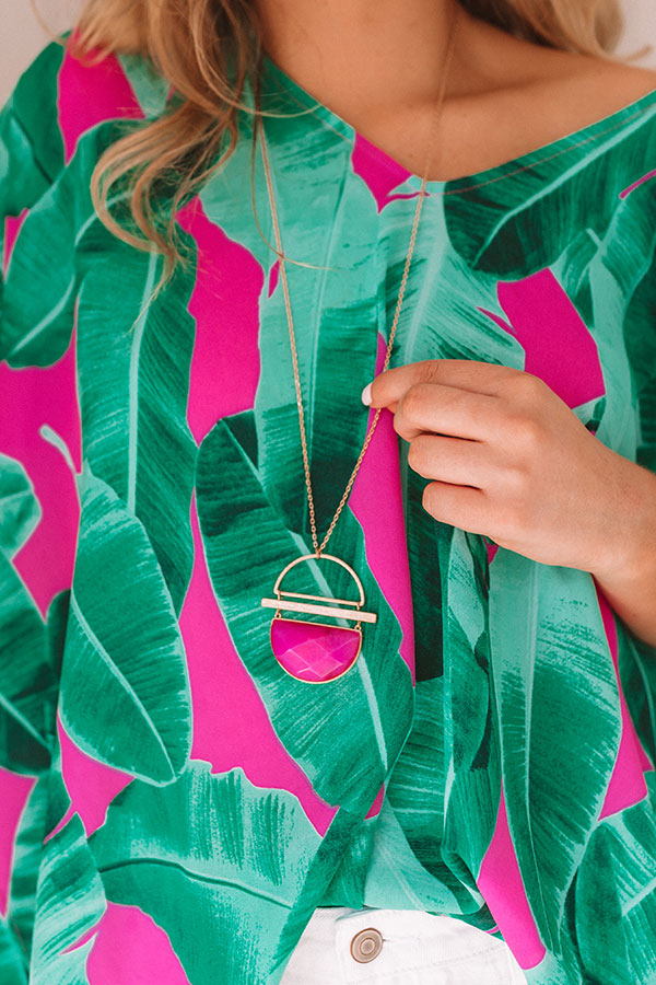 Sweet Travels Semi Precious Necklace in Fuchsia Image - 2