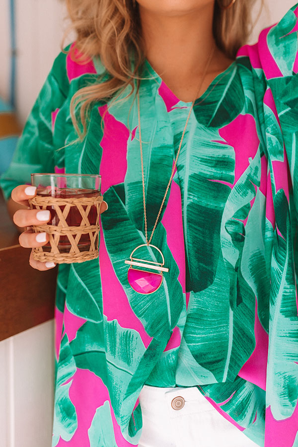 Sweet Travels Semi Precious Necklace in Fuchsia Image - 1