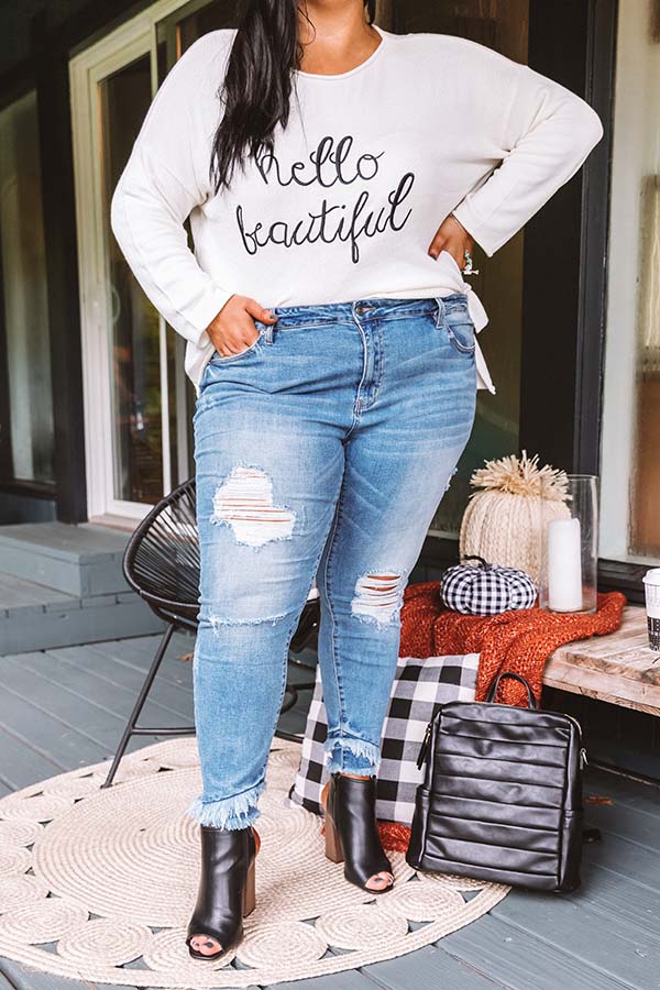 KanCan Malibu Distressed Midrise Skinny In Medium Wash Curves Image - 2