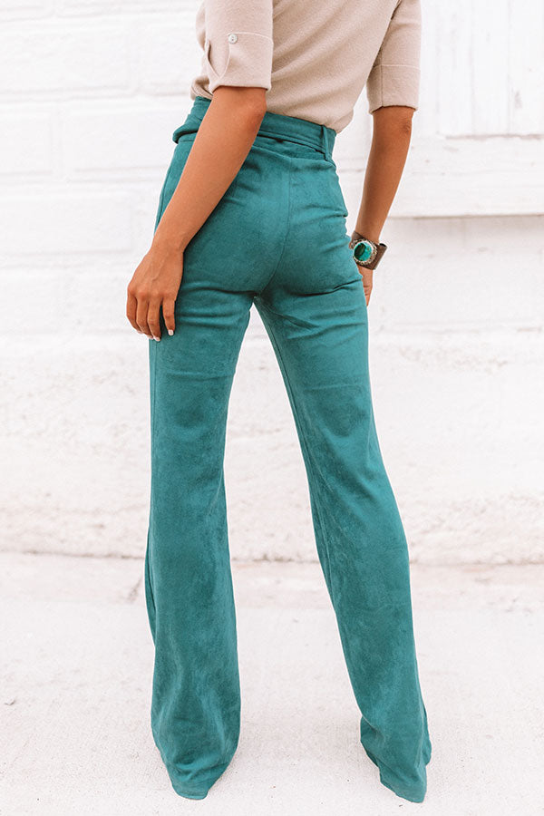 The Essie High Waist Faux Suede Flare in Teal • Impressions Online Boutique