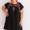 Divine Details Embroidered Shift Dress In Black Curves Image - 1