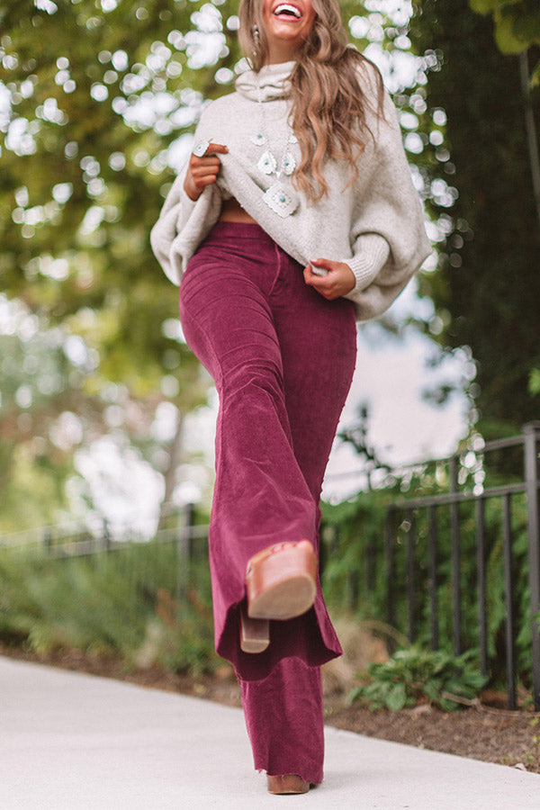 The Cooper High Waist Corduroy Flares In Olive Curves main image 1